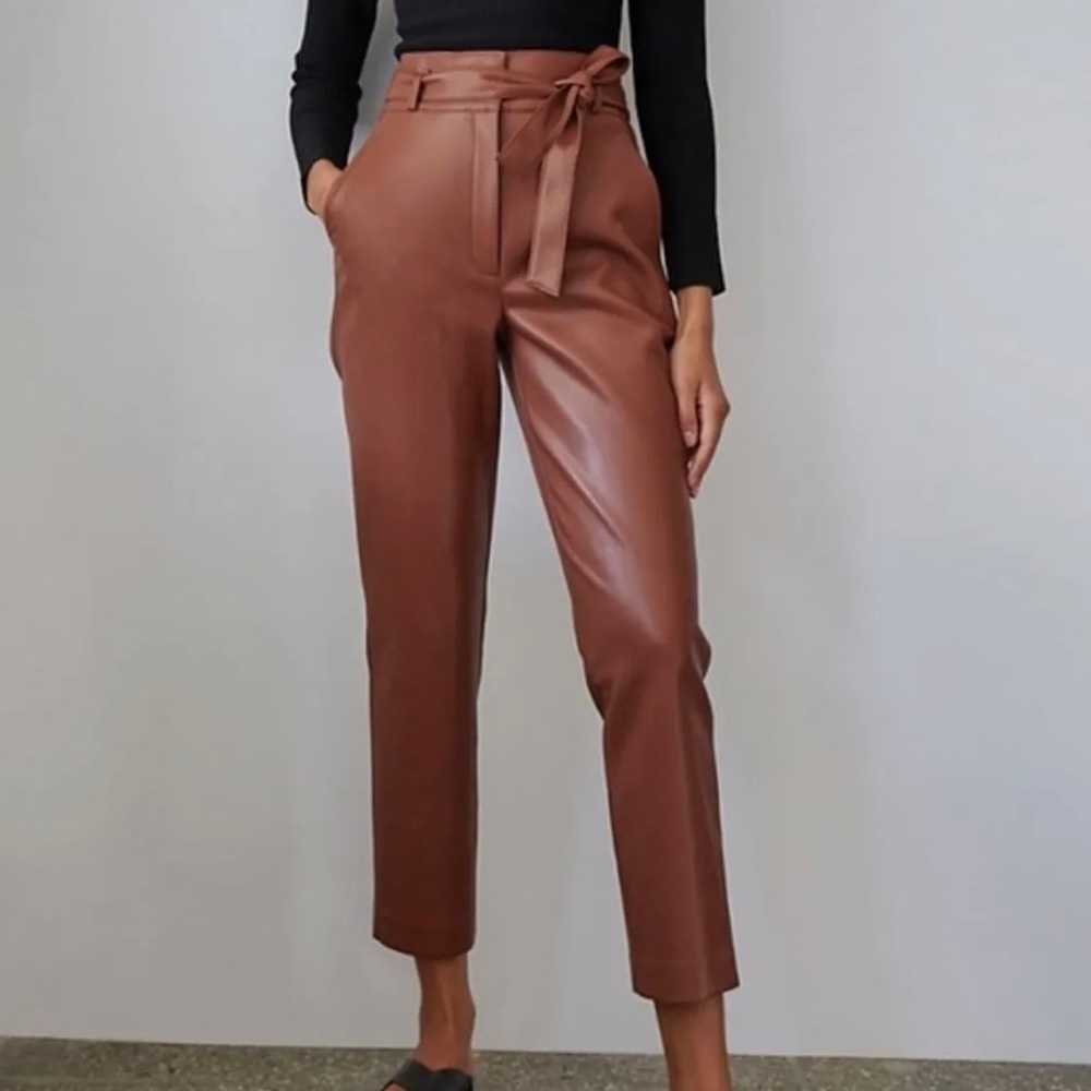 BABATON Vegan Patina Leather Belted Pants Size 12
